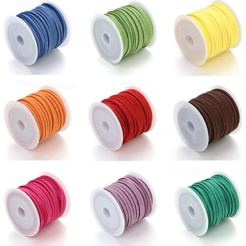 5yards/roll 2.7x1.5mm 19 Colors Flat Faux Suede Korean Leather Cords Thread For Jewelry Making Findings Accessories Wholesale