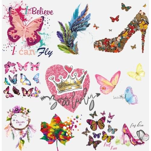 Beautiful Flower Heat Vinyl Transfer For Clothing Iron On Transfer For Clothes Applique Thermal Stickers For DIY T-shirt Apparel