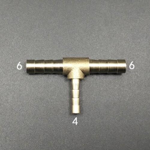 Brass Hose Barb Reducer Fitting Tee 3 Way Splitter 6-4-6mm Water Gas