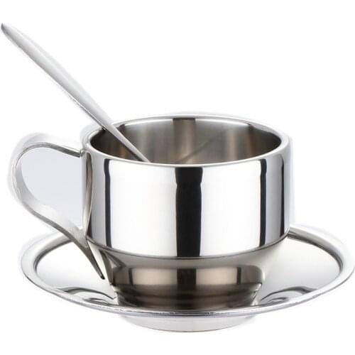 Three Piece Set Espresso Mugs Double Wall Stainless Steel Espresso Cups Set,Insulated Coffee Mugs Last for Years Easy Clean