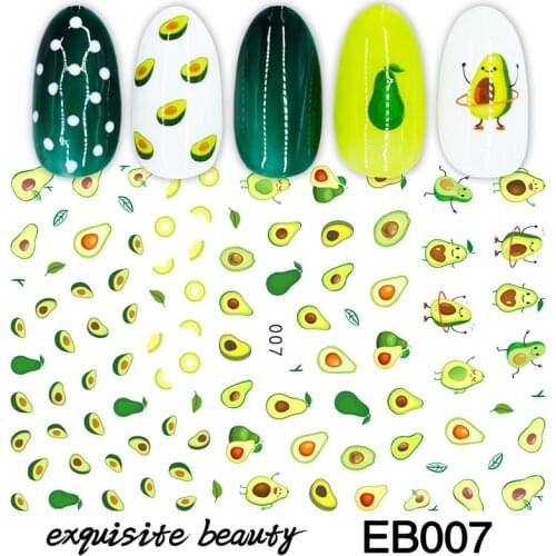 Nails stickers decal decoration Avocado Cherry Strawberry Fruit Series nail decoration DIY Creative Designs Watermark Decals
