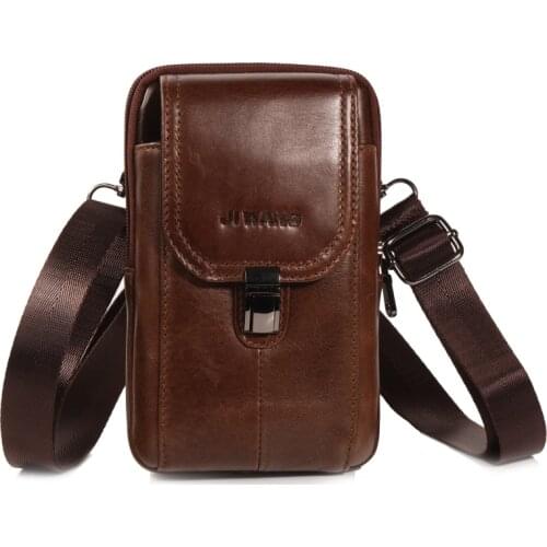Real Leather Men Small Shoulder Bag Mobile Phone Pocket Waist Bag Purses And Handbags Mini Clutch bags Cowhide Belt bags For Men
