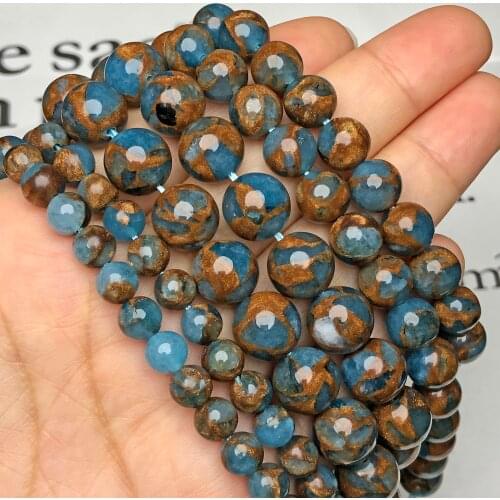 Natural Stone Lake Blue Cloisonne Beads Loose Spacer Rondelle Beads For Jewelry Making 4/6/8/10MM Diy Necklace Bracelet 1 Strand