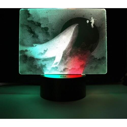 Sci-Fi Whale And Astronaut Colorful Two Tone LED Light for Child Birthday Gift Bedroom Decor Sci-Fi Two Tone Table Lamp