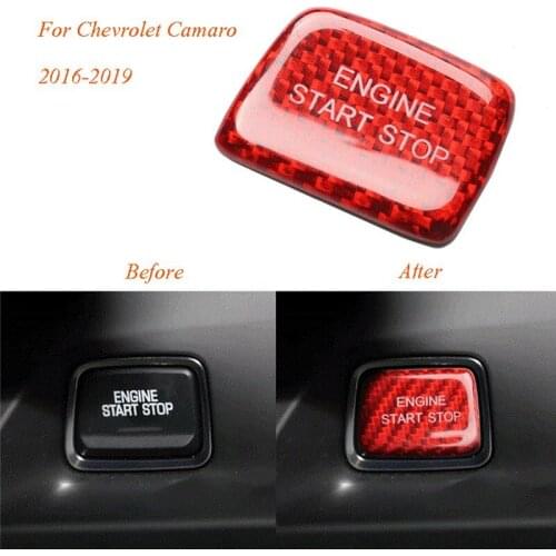 NEW-Carbon Fiber Engine Ignition Start Stop Push Button Cover Trim Sticker for Chevrolet Chevy Camaro 2016-2019