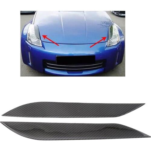 Front Bumper Spoiler Lip, Carbon Fiber Car Front Bumper Fins Splitters Canards Decorative Eyelids Eyebrows for Nissan 350Z