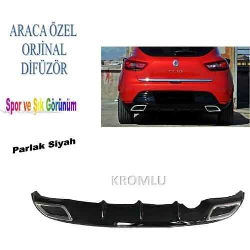 Renault Clio 4 exhaust looking bumper insert bright black lip Splitter diffuser auto car Styling accessory ornament