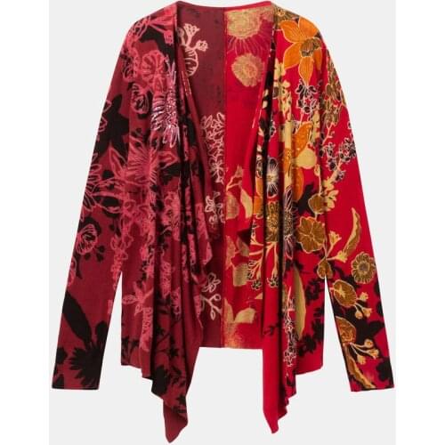 Spanish D national print fringe cape with knitwear