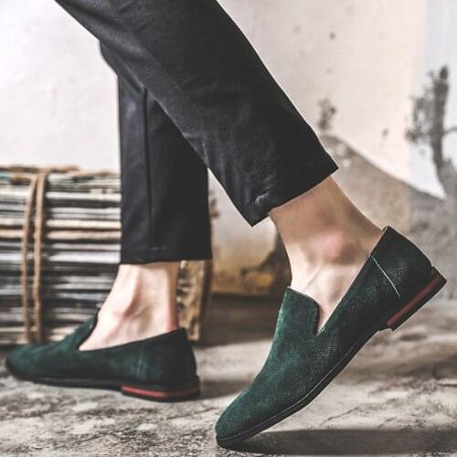 Men Slip On Shoes Elegant Italian Suede Leather Shoes Men Breathable Office Business Wedding Boat Loafers Shoes