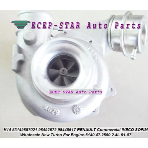 TURBO K14 53149887021 53149887011 98492672 98448617 For RENAULT B120 Commercial For IVECO SOFIM 8140.47.2590 2.4L 91-07