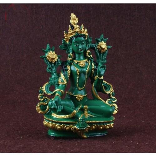 13CM tall # Greco-Buddhist HOME OFFICE Talisman efficacious family Protection # Nepal, Tibet, India Green Tara Buddha statue