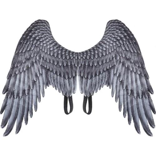 Adult Kids Halloween Black White Non Woven Feathers Angel Evil Cosplay Costume Mardi Gras Pretend Play Dress Up Accessory