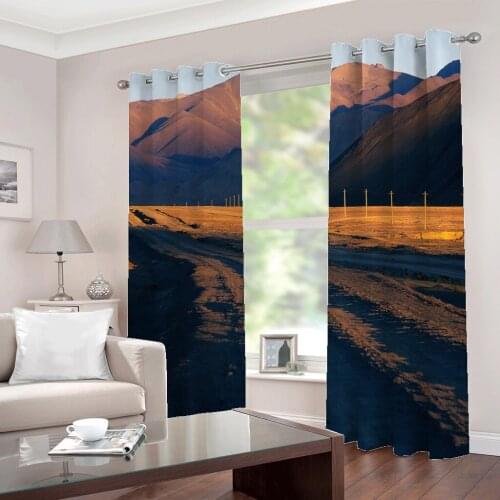 Custom Natural Desert Sand Dunes Sunset Beautiful Photo window curtains for Living room Bedroom Half-Blackout Drapes Sets Decor
