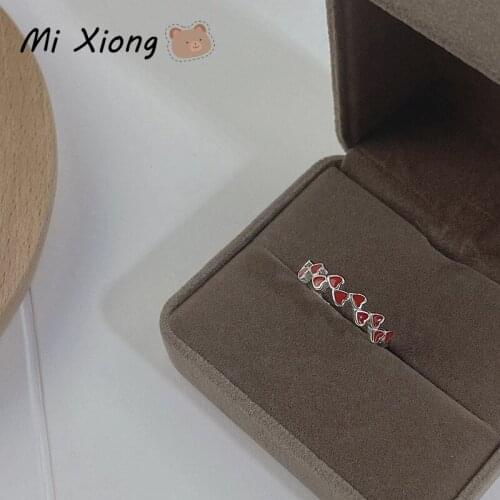 Mi Xiong 925 Sterling Silver Rings for Women Engagement Red Love Romantic Style Zircon Luxury Jewelry Wedding Gift Charm Classic