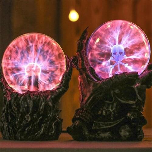 1PC Halloween Skull Hand Touch Electronic Ball Induction Ion Ball Luminous Decoration Toy Halloween Horror Atmosphere Props