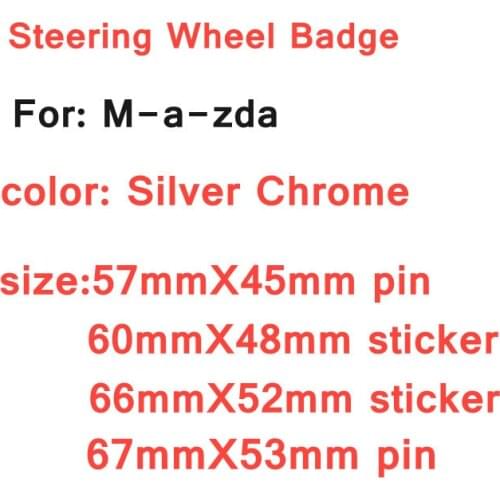1pcs V Logo 3D ABS Plastic Silver Chrome Car Steering Wheel Logo Badge Sticker Emblem Decals For Mazda Auto Accessories Styling