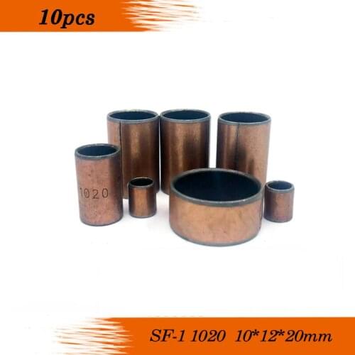10pcs SF-1 1020 Oilless bush DU Self-lubricating bushing Sintered bush Size 10*12*20mm 10x12x20mm sf1 1020 sliding bearing
