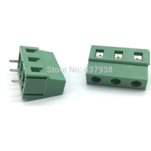 10pcs KF128-7.5-3P Screw 3Pin 7.5mm Straight Pin PCB Screw Terminal Block Connector 300V/10A Green Color