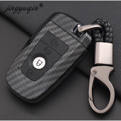 10X Car-Styling Key Cover Carbon +Silicone Case for Ford Fusion Mondeo Mustang Edge Expedition EXplorer 2017 2018 Smart Key Case