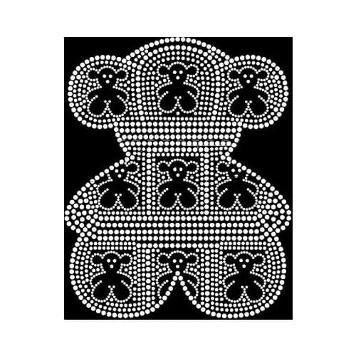 2pc/lot Bear iron on rhinestone motifs accessories appliques iron on rhinestone transfer designs patches for shirt dress