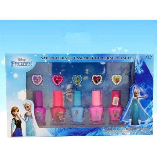 5pcs/lot Childrens makeup toys tear Color girl nail polish+ring Water-based tearable transparent suit lasting tasteless