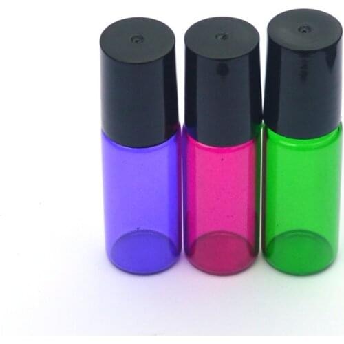50pcs Perfume 5ml Roll Glass Bottle Empty Essential Oil Bottle 5ml Roll-On Colorful Glass Bottle Fast Shipping