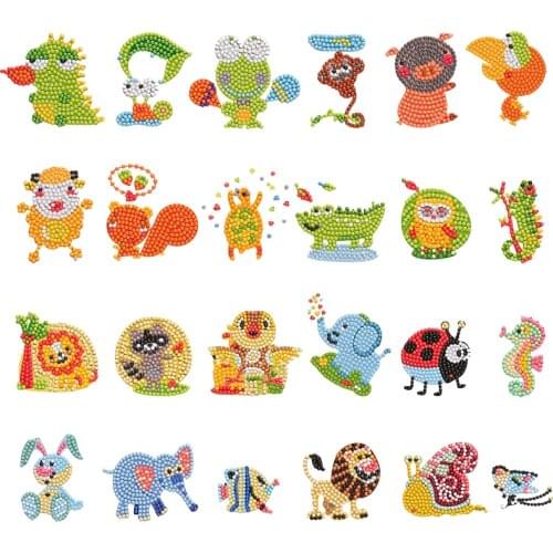 5D Diamond Painting Stickers Self-Adhesive Diamond Painting by Number Kits Animal Rhinestone Sticker for DIY Crafts Decoration