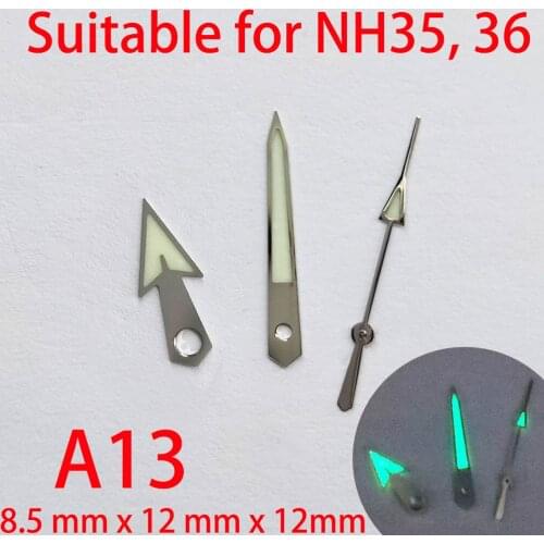 A13 suitable for NH35 watch pointers, watch accessories hand green/blue super luminous watch custom accessories NH36