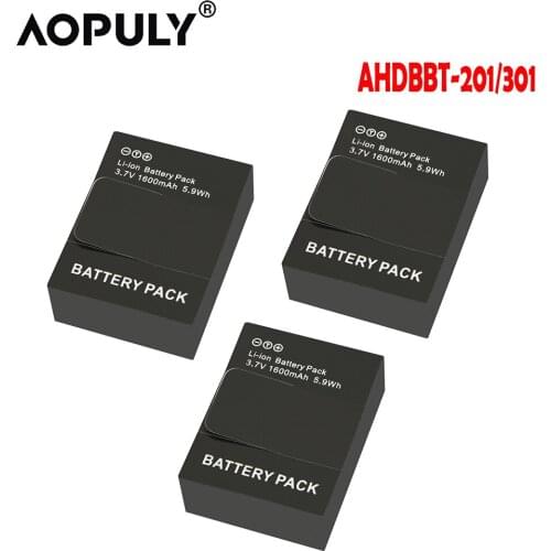 3Pcs/lot Gopro Hero 3 AHDBT-301 AHDBT 301 AHDBT301 AHDBT-302 AHDBT 302 1600mAh Camera Battery For Go PrO GoPro Hero3 3