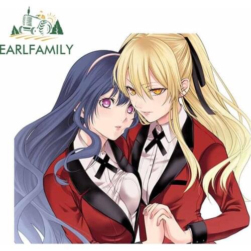 EARLFAMILY 13cm x 11.6cm For Kakegurui Anime Car Stickers DIY Personality Decal Funny Waterproof Auto Air Conditioner Decor