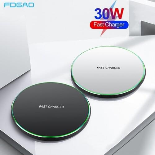 30W Qi Wireless Chargers For iPhone 12 11 Pro XS Max XR X 8 Induction Fast Wireless Charging Pad For Samsung S21 S20 Note 20 10