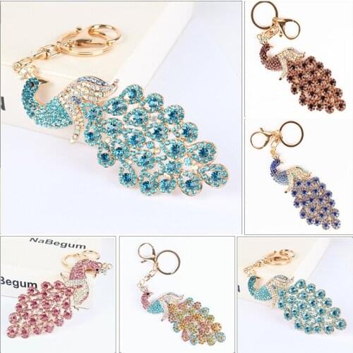 New 5D DIY diamond painting keychain fashion cartoon cute peacock keychain handmade diamond mosaic bag pendant finished