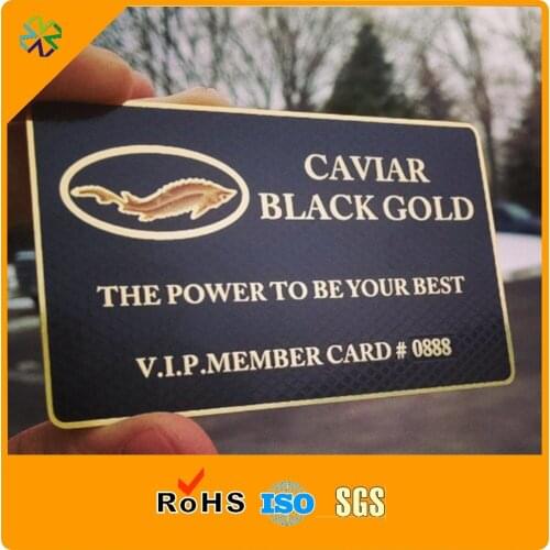 Factory price Black gold custom logo metal cards with gold words showing