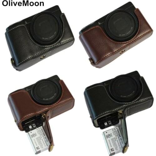 Black/Coffe Camera Genuine Leather Bottom Case Cover For Ricoh GRIII GR3 Hald Body Case Battery Open Cover