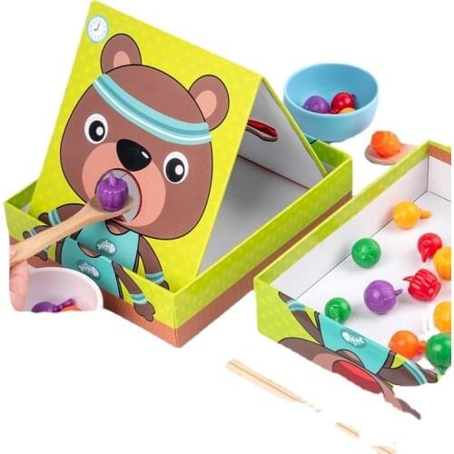 Montessori Early Education Meal Training Parent Child Board Games Wooden Toys Children Feeding Games Baby Chopsticks Spoon