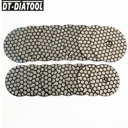 DT-DIATOOL 8pcs/set 3inch/4inch Dry Diamond Polishing Pads Sanding Discs Grinding Discs for Granite Marble Concrete Stone