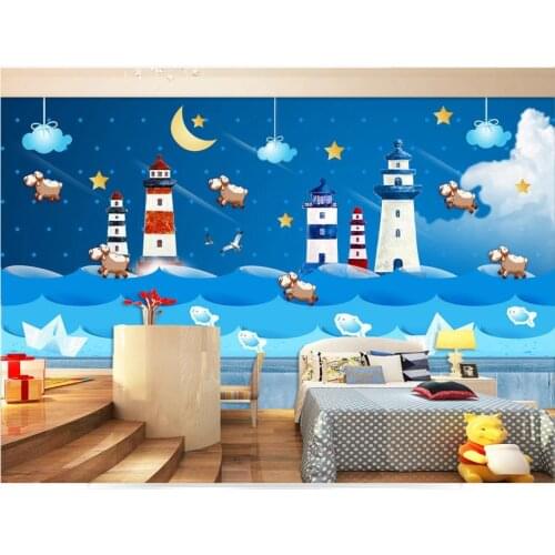 Custom photo mural wallpapers for walls 3 d Mediterranean fortress blue starry sky cartoon children room background wall papers