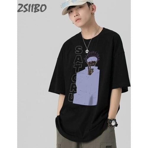Jujutsu Kaisen Gojo Satoru Graphic Anime Mens tshirt Short Sleeve T-Shirt Cotton Harajuku Yuji Itadori T Shirt Male Streetwear