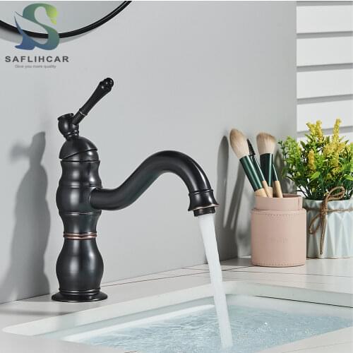 Brass Antique Brass Taps Bathroom Faucet Basin Faucet Hot & Cold Water Column Mixer Deck Mounted Crane Basin Faucet Tall & Short