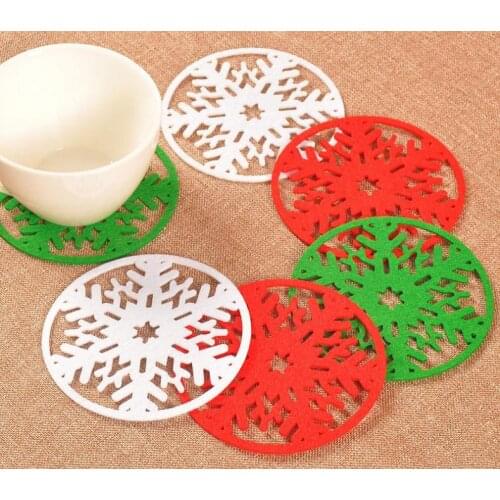 Hot 3 color 10 cm Christmas round Snow table mat crochet Christmas coasters doilies cup pad props for table decoration SN1544
