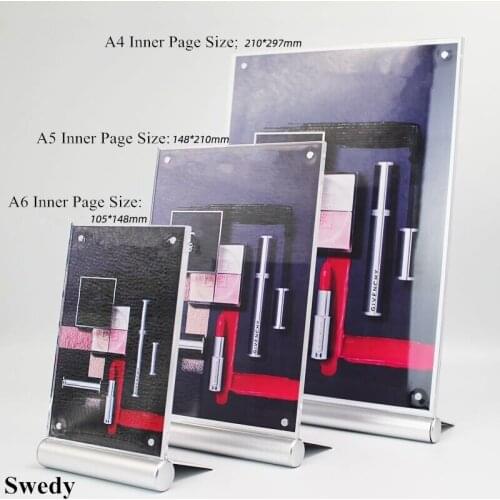 A4 Metal Acrylic Sign Holder Table Menu Holder Display Stand 8.5x11 L Shape Picture Photo Poster Frames For Desk Display