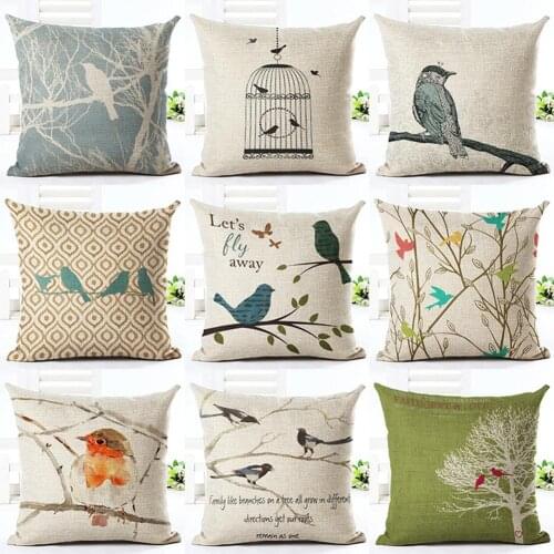 Cute Bird Pattern Throw Pillow Case Office Sofa Square Waist Cushion Cover Decor Pillow Cover Hotel Home Decorative Pillowcase