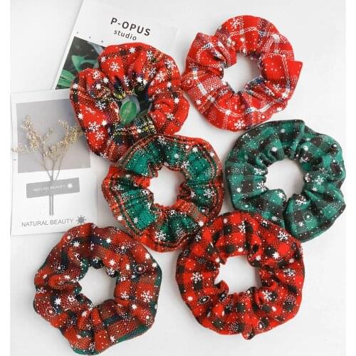 Fashion Elastic Christmas Scrunchie Hair Rubber Bands Accessories Gum Bronzing Hair Rope Ponytail Holder Headdress 077