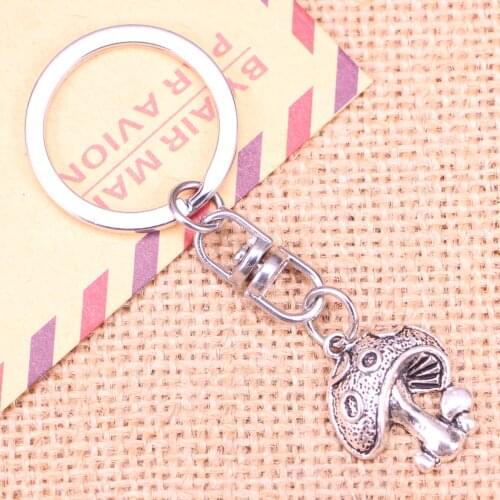 New Fashion Keychain 22x18mm mushroom Pendants DIY Men Jewelry Car Key Chain Ring Holder Souvenir For Gift