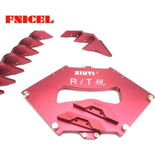 Aluminium Alloy Trimming Machine Fillet Gauge Angled Ruler R T Shape Contour Gauge Carpenter Woodworking Tool Set