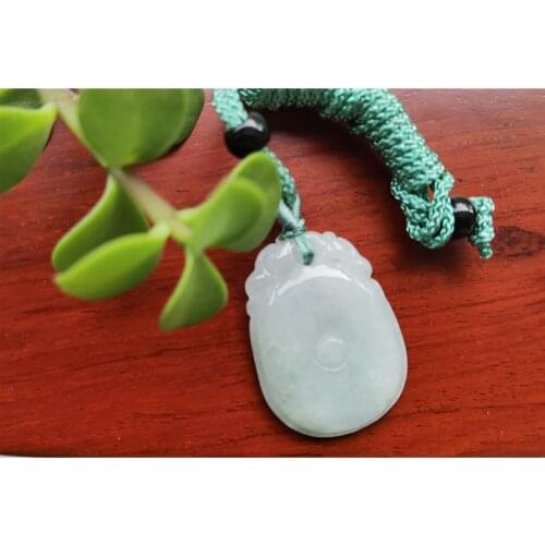 Natural Jade Fu Shell Jadeite Emerald Necklace Carved Charm Jewellery Fashion Amulet for Men Women Lucky Gifts