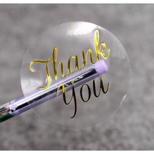 Transparent circle golden thank you labels sticker,Gift Labels Stickers,Decoration Labels Seal Stickers,envelope 60pcs/lot