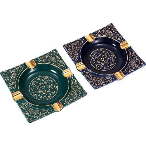 Luxury Ceramic Cigar Holder Cigar Ashtray Carving 4 Rest Cigare Ashtray Home Table Desk Accessories