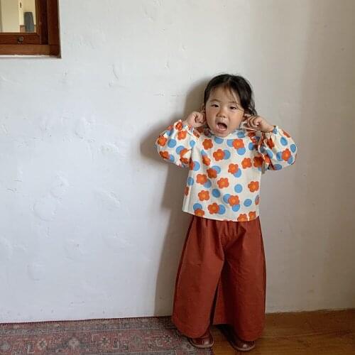 Girls Cute Print Shirt 2021 Autumn New Childrens Korean Style Small Fresh Long Sleeve Sleeve Pullover Loose Casual Top