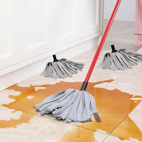 Cleanhome Rayon Gray Strip Self-Twisting Water Mop with 3 PCS Removable Replace Head Refills for Home Kitchen Cleaning